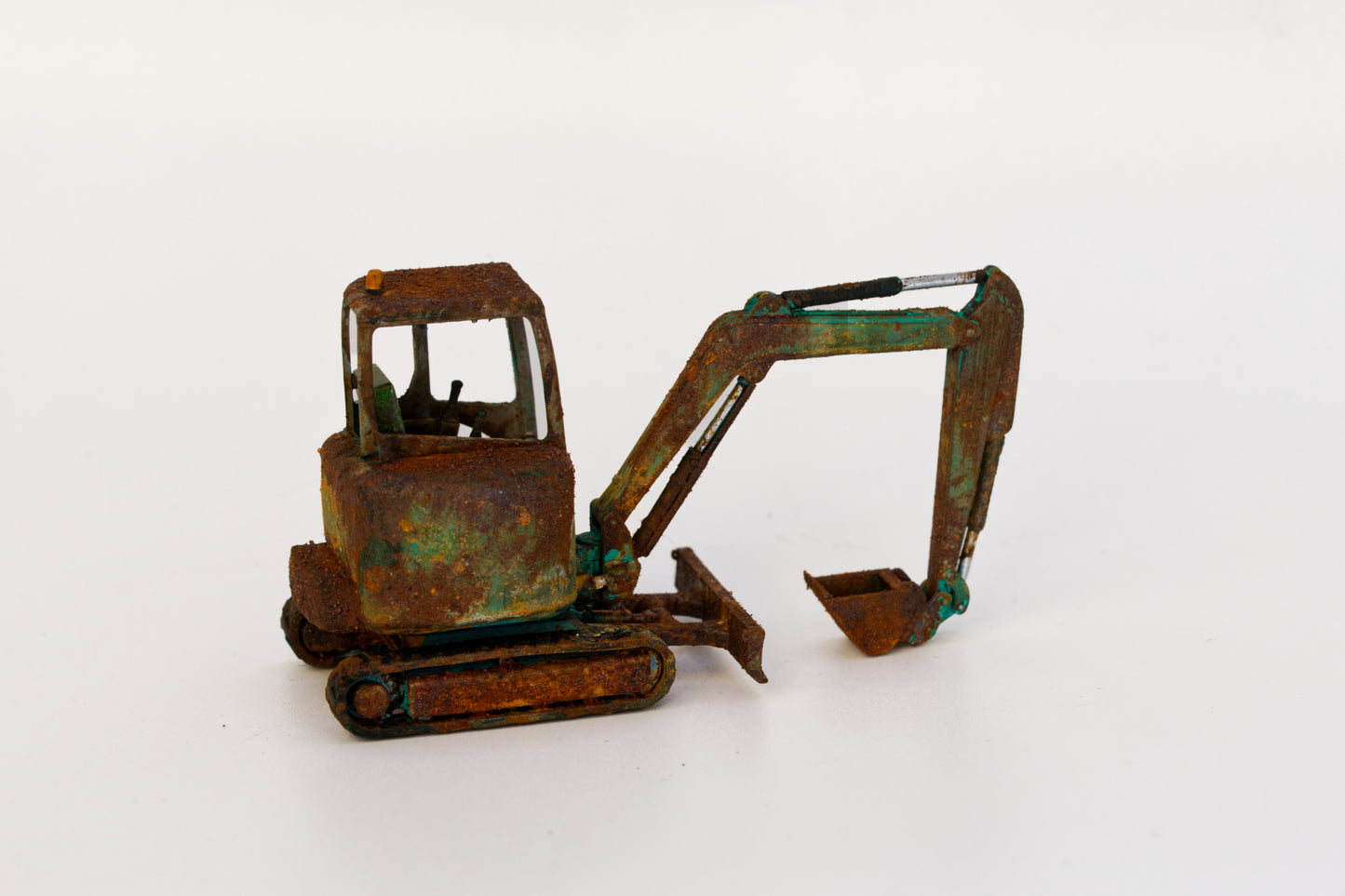 Painted Mini Excavator- Rusty Scrap Edition ... 1/50 Scale (Teal)