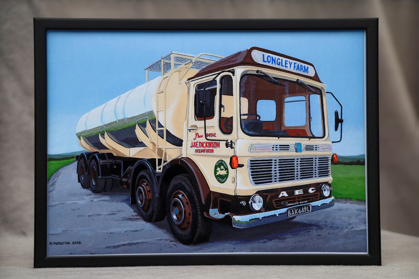 Longley Farm AEC Milk Tanker Transport- Print From An Original Acrylic Painting By Mark Middleton