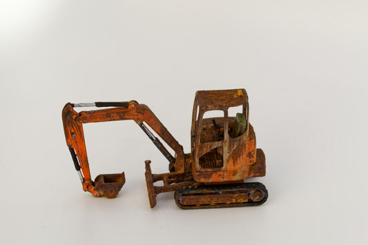 Painted Mini Excavator- Rusty Scrap Edition ... 1/50 Scale (Orange)