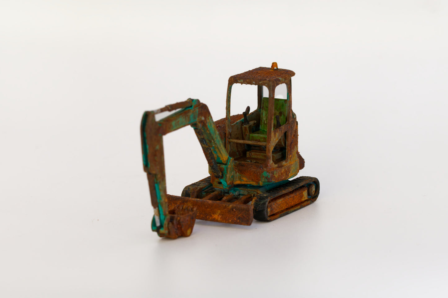 Painted Mini Excavator- Rusty Scrap Edition ... 1/50 Scale (Teal)