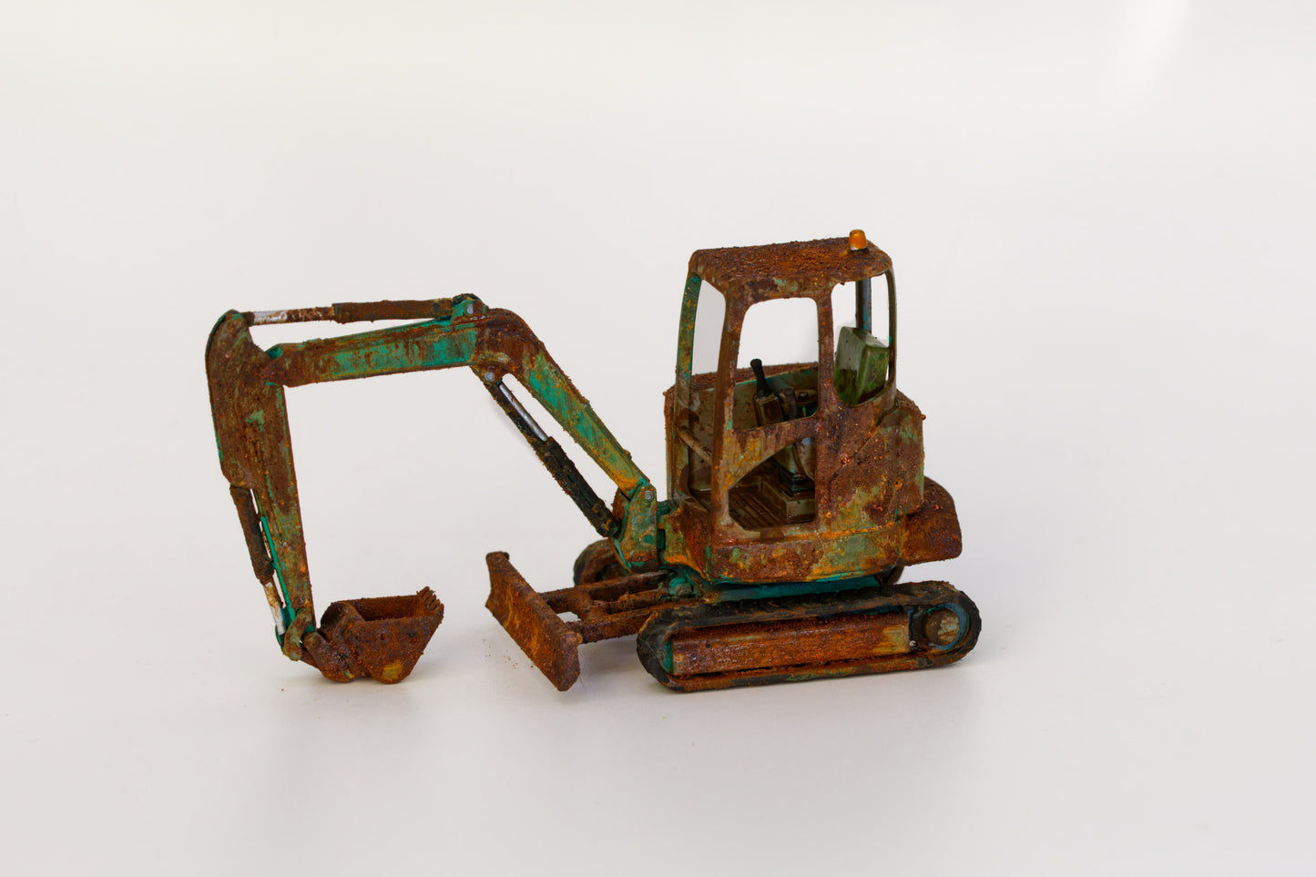 Painted Mini Excavator- Rusty Scrap Edition ... 1/50 Scale (Teal)
