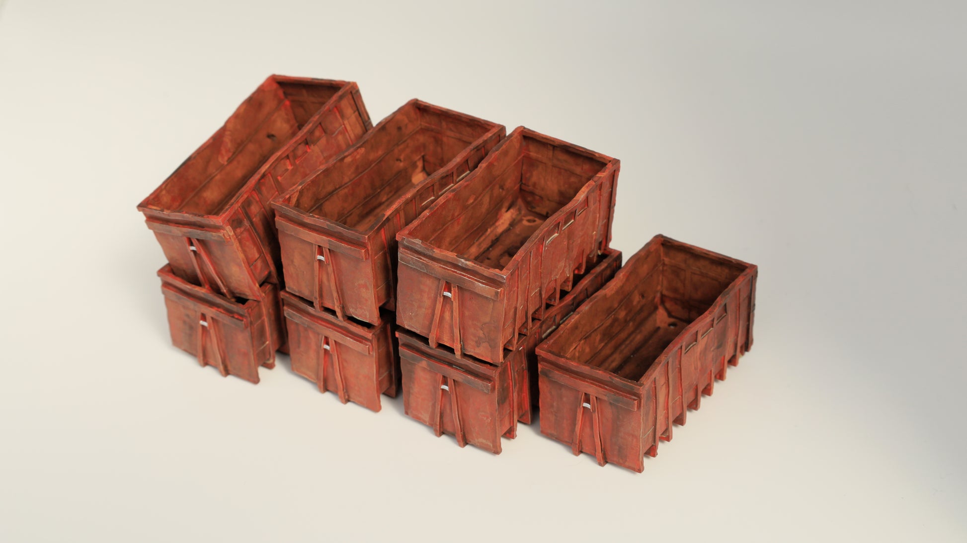 Weathered 40 Yard Skips (Dented Versions)...OO Gauge / 1-76 Scale