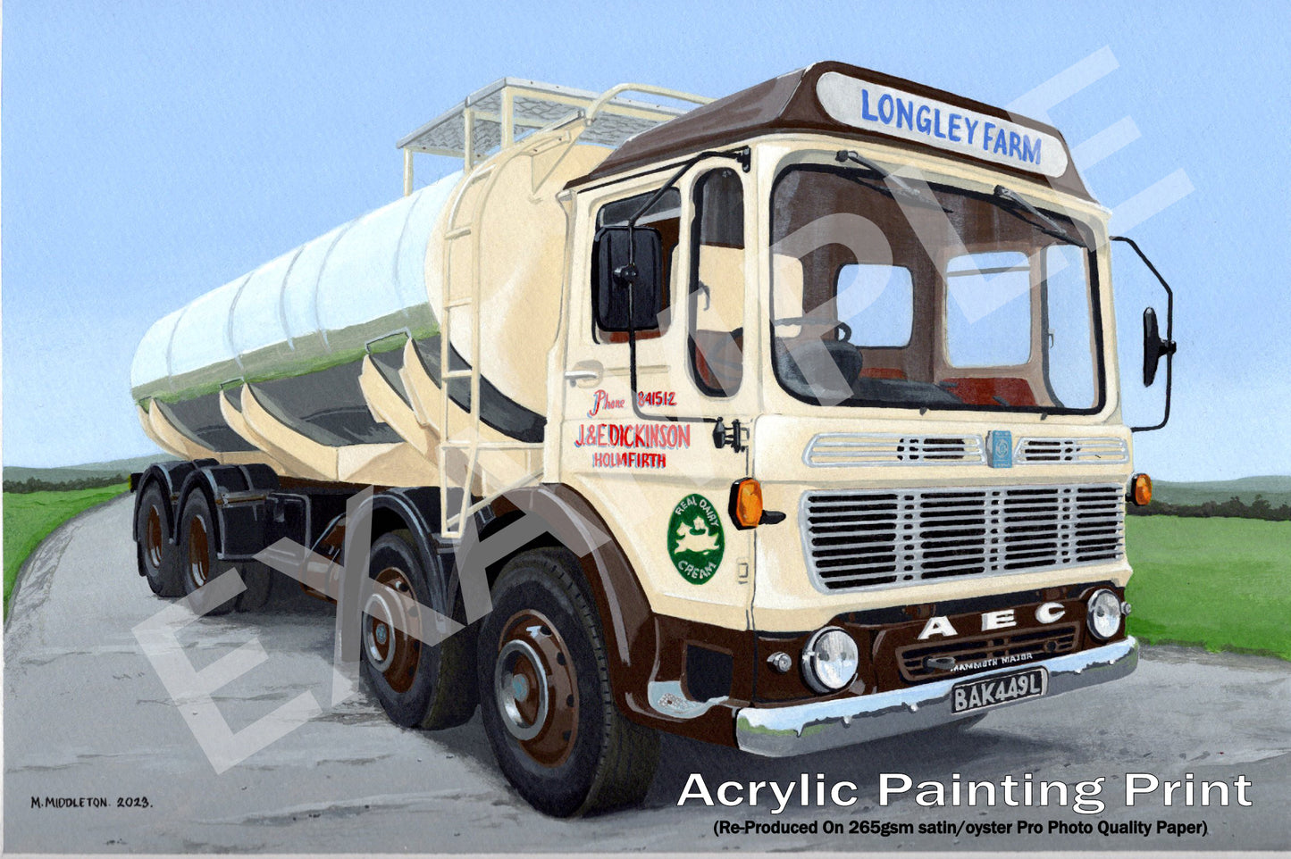 Longley Farm AEC Milk Tanker Transport- Print From An Original Acrylic Painting By Mark Middleton