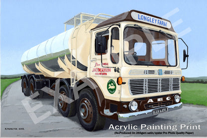 Longley Farm AEC Milk Tanker Transport- Print From An Original Acrylic Painting By Mark Middleton
