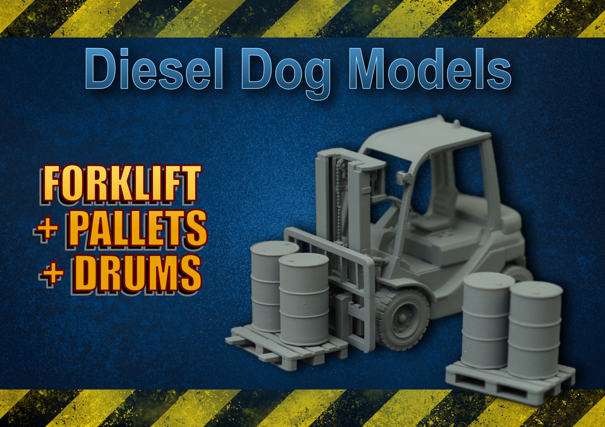Forklift Truck + Pallets + Oil Drums .....OO Gauge/ 1-76 Scale