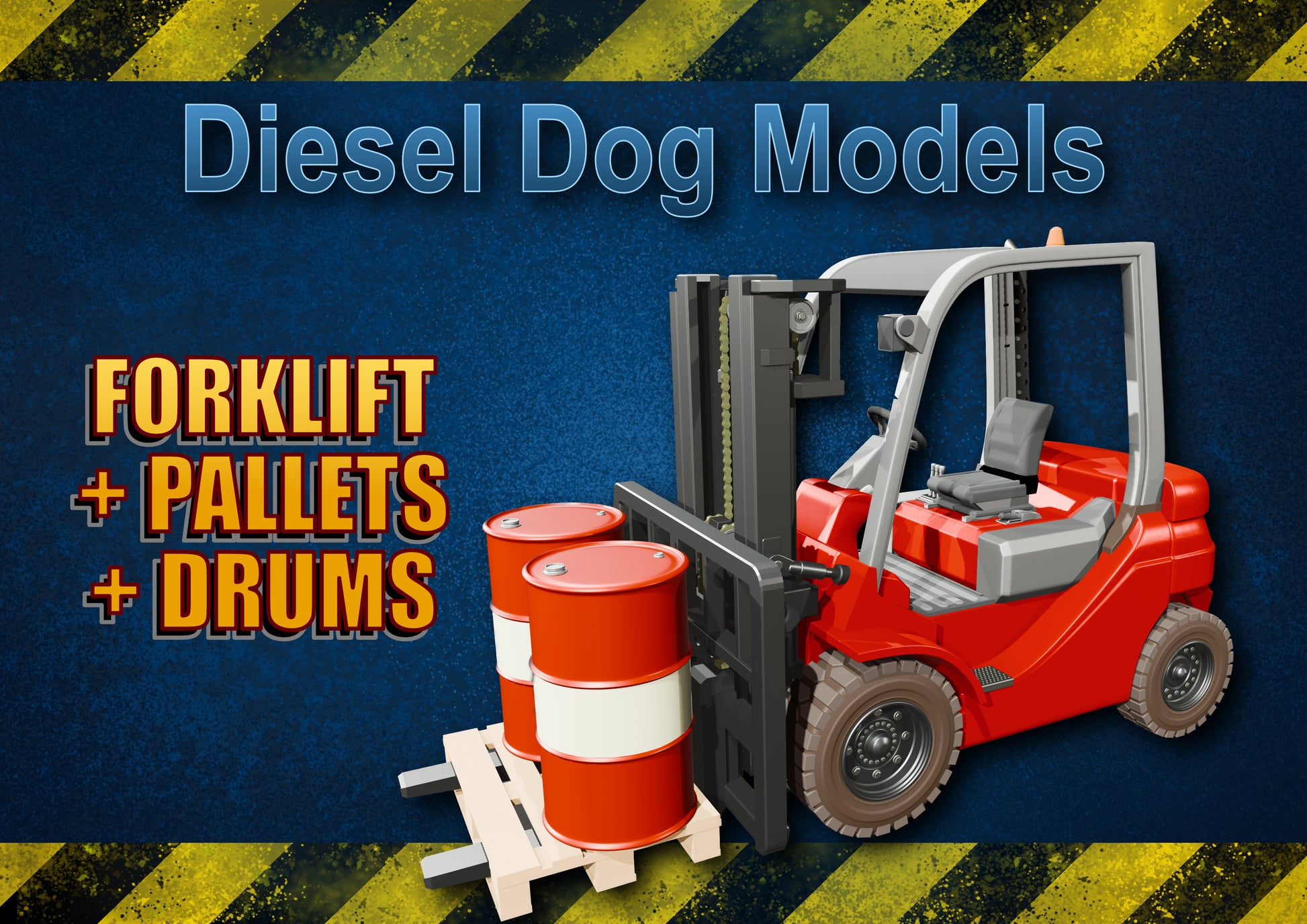 Forklift Truck + Pallets + Oil Drums .....OO Gauge/ 1-76 Scale