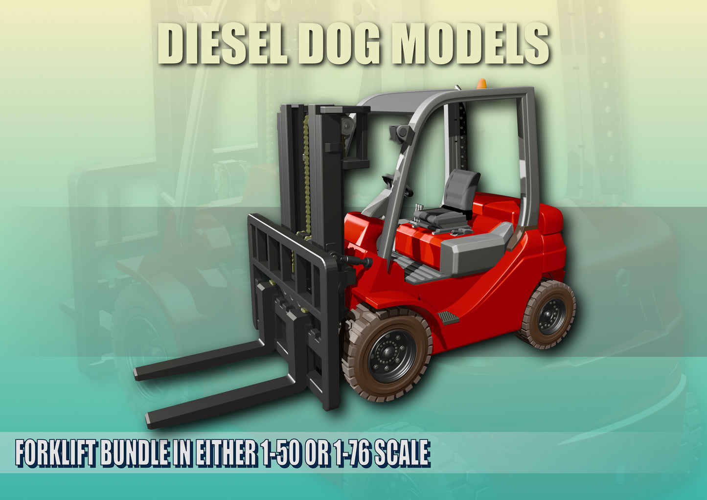 Forklift Truck + Pallets + Oil Drums .....OO Gauge/ 1-76 Scale